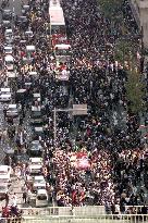 Kyushu fans celebrate Daiei Hawks